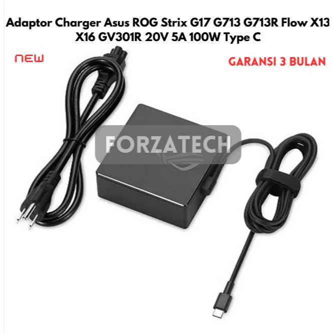 Adaptor Charger Asus ROG Strix G17 G713 G713R Flow X13 X16 GV301R 20V 5A 100W Type C I Model A20-100