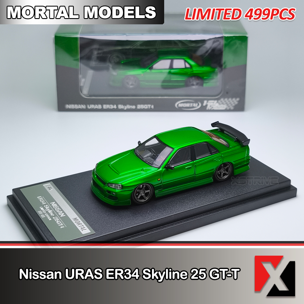 MORTAL 1:64 Nissan URAS ER34 Skyline 25GT-T Rear Wing Emerald Green