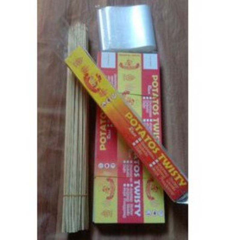 Paket hemat kotak kentang set tusuk kentang dan plastik paket kentang spiral