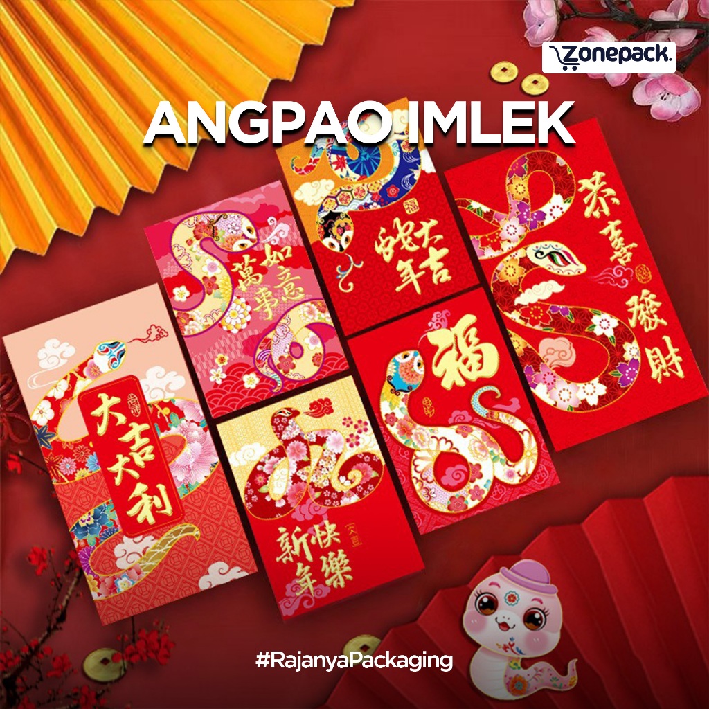 

[Isi 6 Pcs] Amplop Angpao Imlek 2025 | Gong Xi Fa Chai Angpao Imlek Pendek ULAR 2025| Chinese New Year Hong Bao Red Envelope | Fung Pau Shio Ular Hong Bao Hong Pau