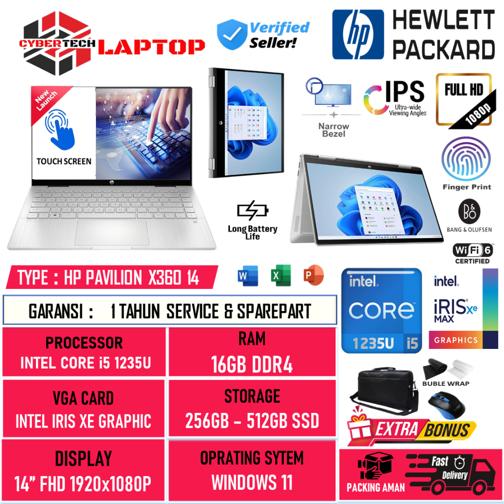 Laptop HP Pavilion X360 2in1 14 Touch i5 1235U Gen 12 8GB 1TB SSD 14.0 FHD IPS Windows 11