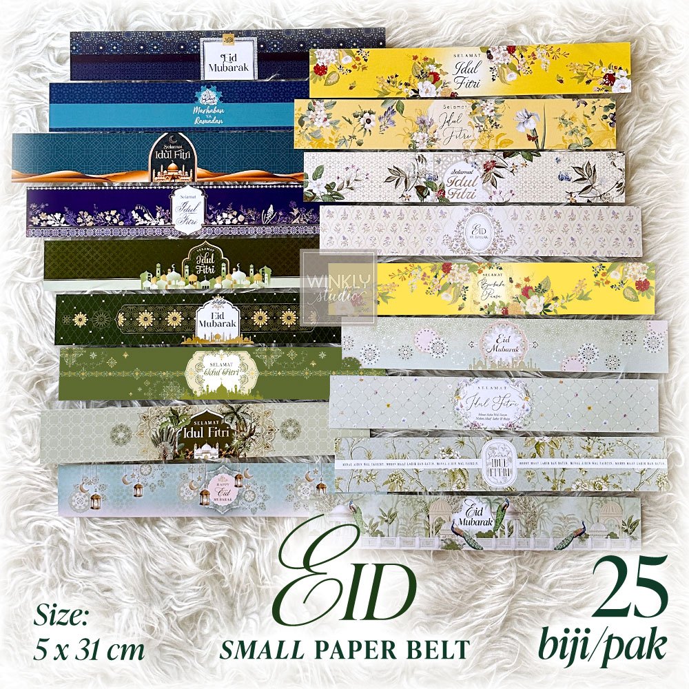 

25pcs Paper BELT Lebaran 2024 / Sabuk TOPLES Idul Fitri / Label Panjang Hampers Ramadhan