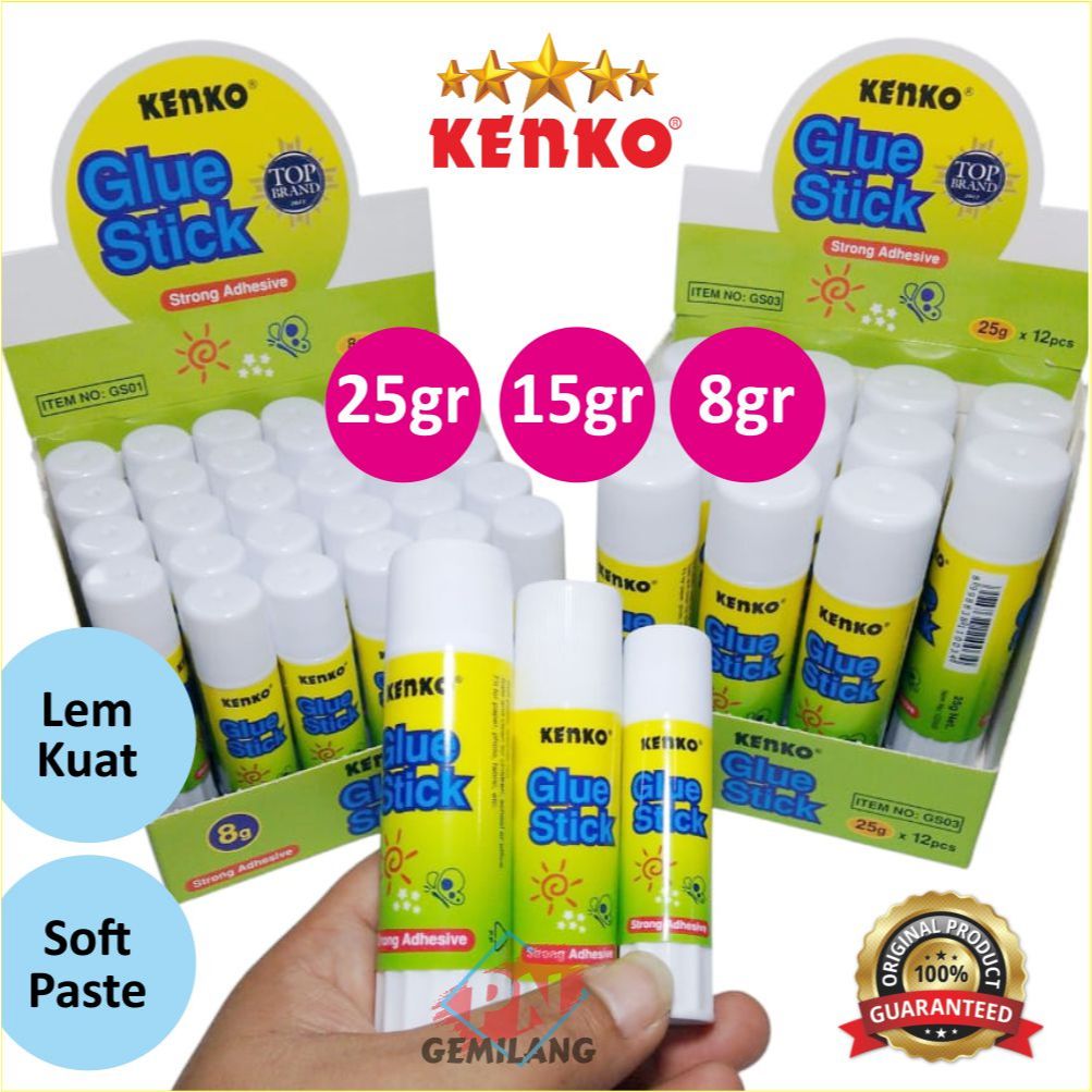 

Lem Batang kenko 8gr, 15gr, 25gr, lem stik kenko, lem kertas harga 1 pcs, KENKO GLUE STICK /Lem Stik