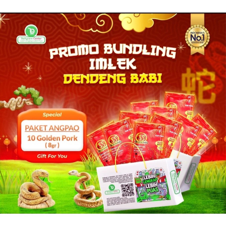 

Angpao Imlek- Dendeng babi-Golden Pork 8gr isi 10 sachet-Dendeng bentuk angpao