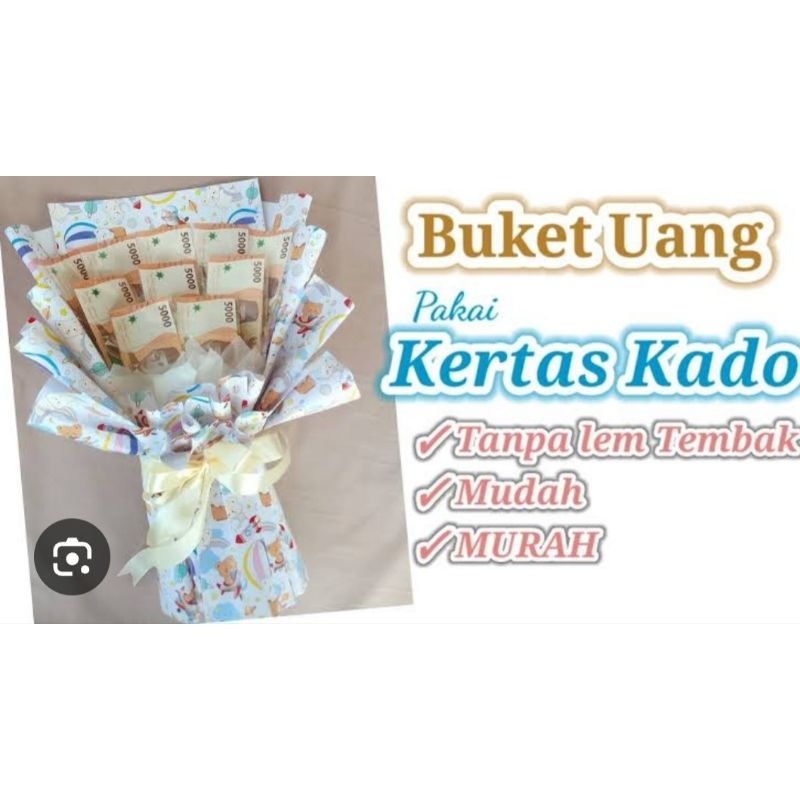 Buket Uang Pakai Kertas Kado 5rb×20lembar=100rb
