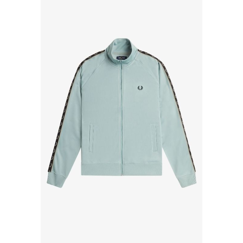 Fred Perry Contrast Taped Tracktop Jacket Silver Blue Original