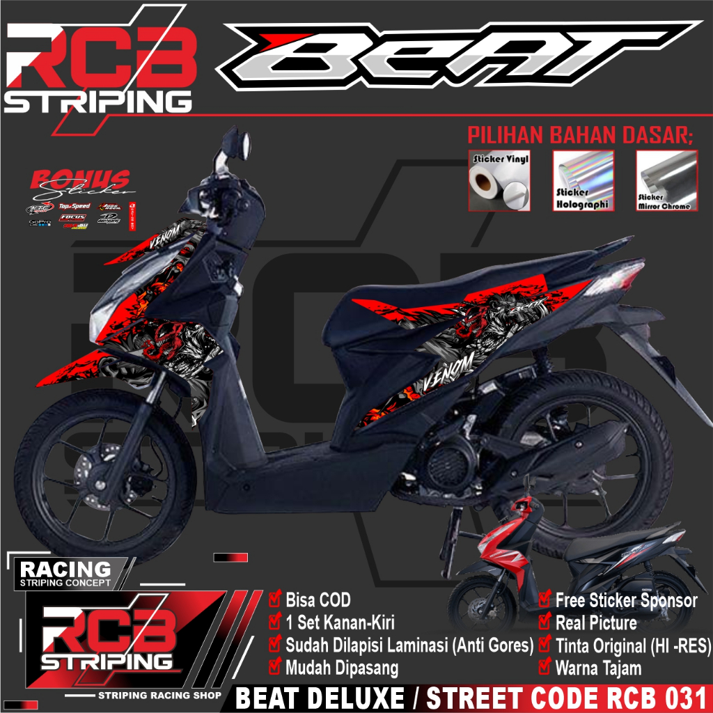 STRIPING MOTOR BEAT DELUXE/street 2019-2023 STRIPING BEAT NEW DESAIN VENOM RCB 031