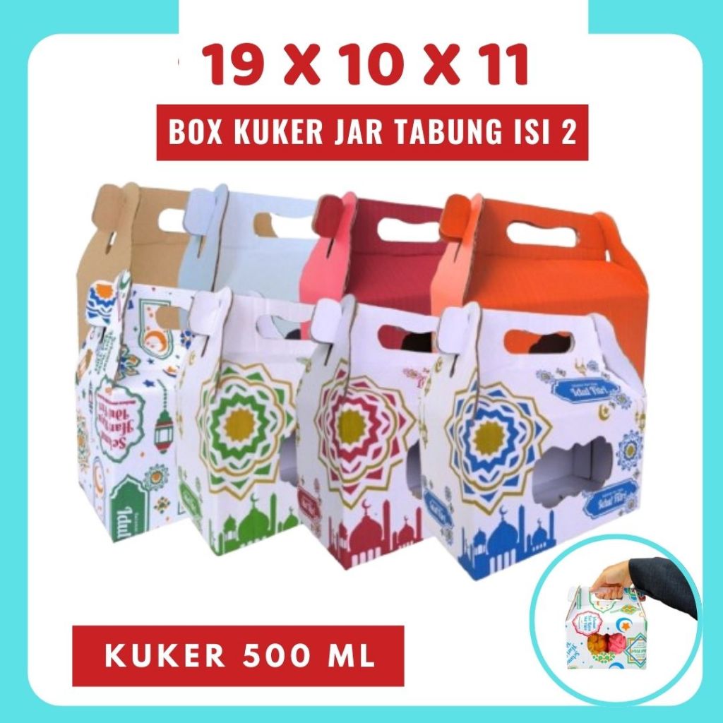 

Box Jinjing Kuker 19x10x11 Jinjing Jar (KUKER TOPLES JAR 500ml ISI 2) Box Jinjing Kardus Lebaran Idul Fitri Hampers Polos/Motif