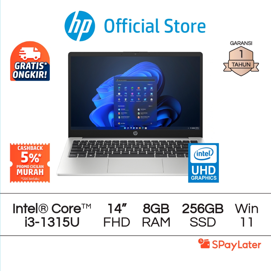 Cicilan Murah SPL - Laptop HP 240 G10 Core i3 UHD 8GB RAM 256GB SSD Windows 11 14 Inch Intel Garansi