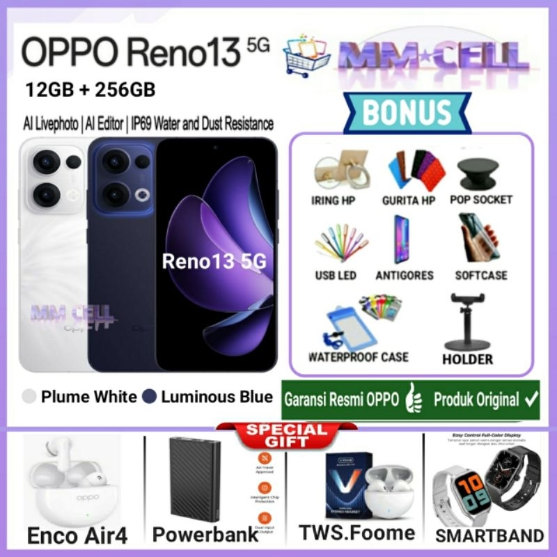 OPPO RENO 13 5G RAM 12GB/256GB | RENO 13 F 5G | RENO 13F GARANSI RESMI OPPO INDONESIA