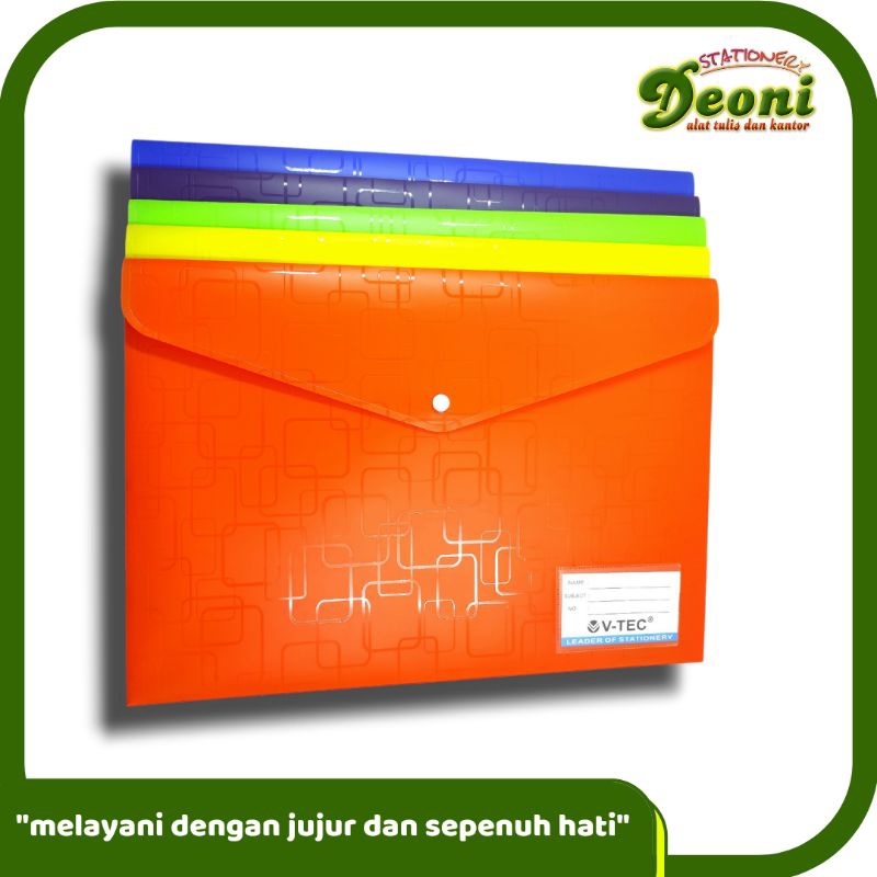 

V-TEC Bag File / Map Kancing A3 5056 Orange Kuning Hijau Biru Ungu
