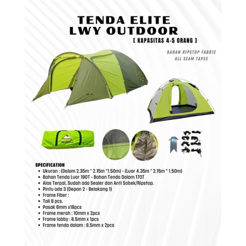 tenda elite lwy tenda camping elite lwy tenda camping family elite lwy 4-5 orang
