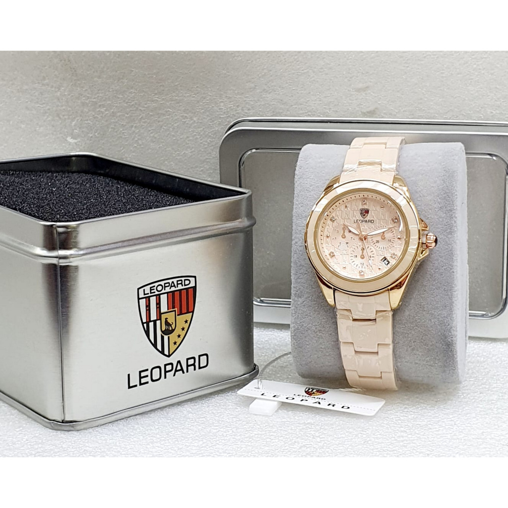 Jam Tangan Wanita LEOPARD 6238 Original Rantai Keramik