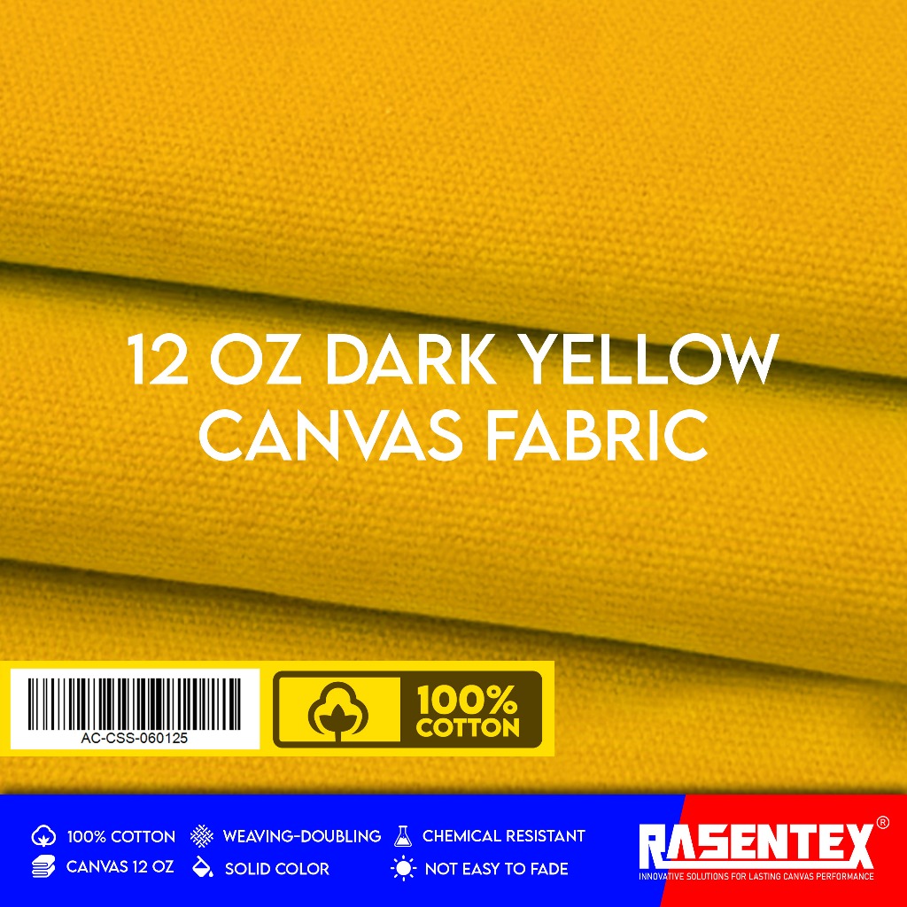Rasentex Kain Kanvas Katun 12 Oz Warna Kuning kunyit kain warna kuning busuk kanvas tas bahan kanvas