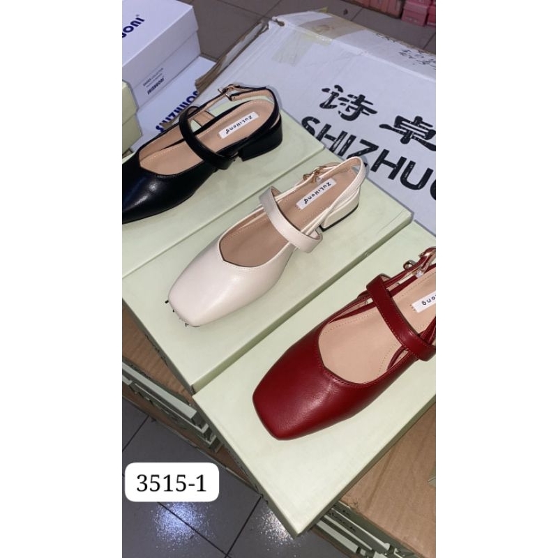 3515-1 Sepatu Guangzhou Tumit Tahu 3 cm Wanita Import