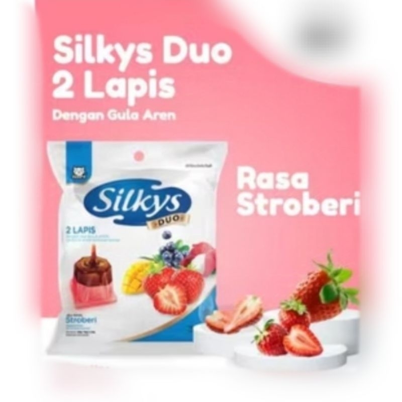 

puding 2 lapis rasa Silky's Silkys duo jeli rasa strawberry gula aren halal