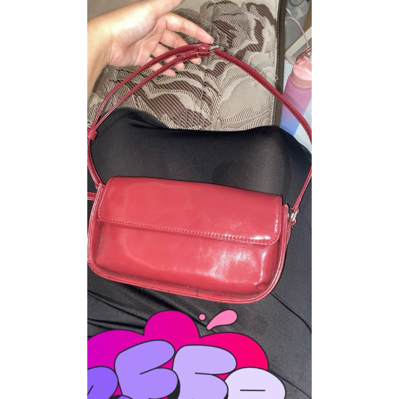 preloved tas andari glossy maroon
