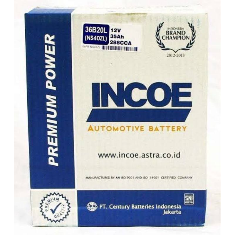 Aki Incoe Premium Ns40zl untuk Mobil Agya, Calya, Sigra, Jazz, Brio, dan Ertiga dll