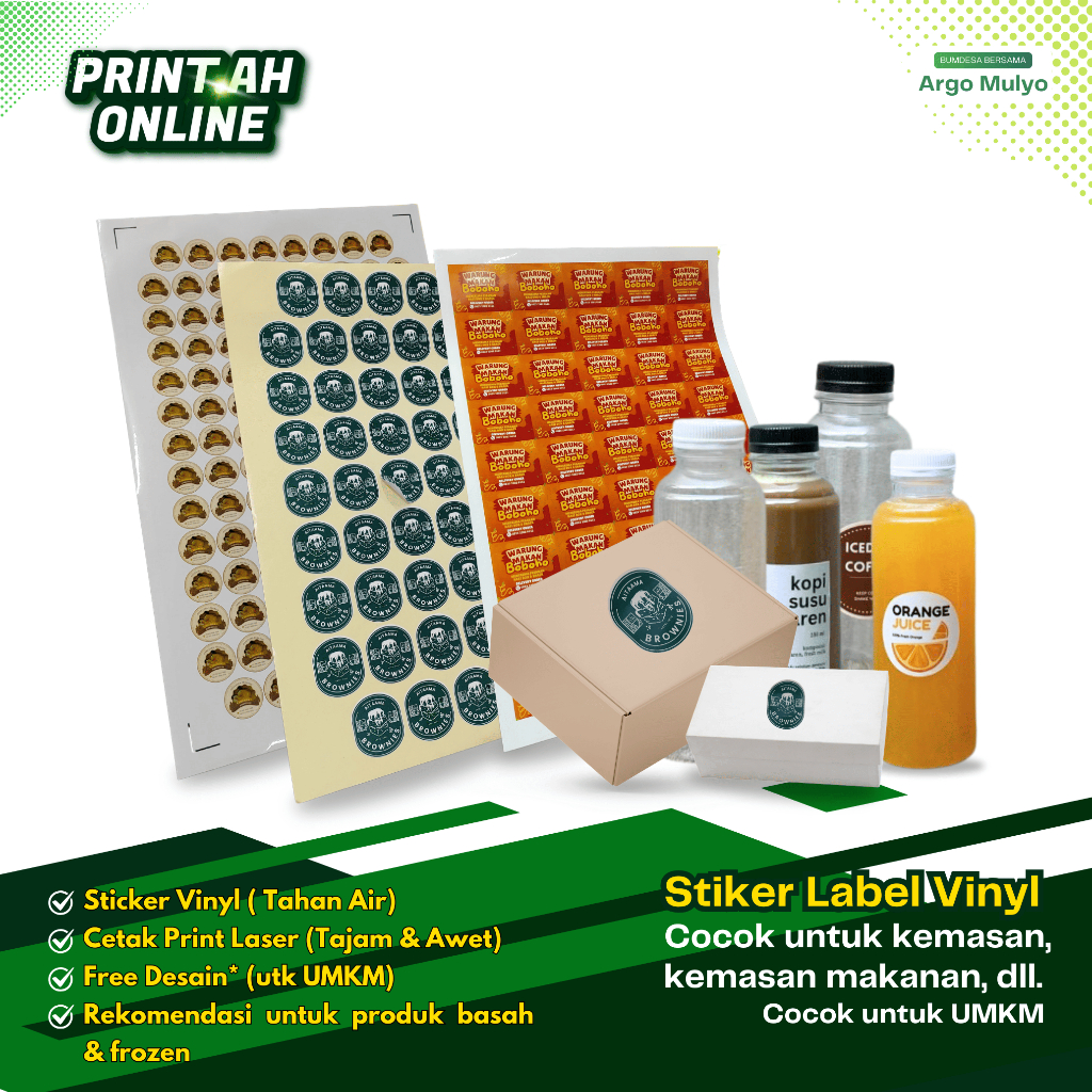 Stiker Label Makanan, Snack, dan Logo (Bahan Vynil)