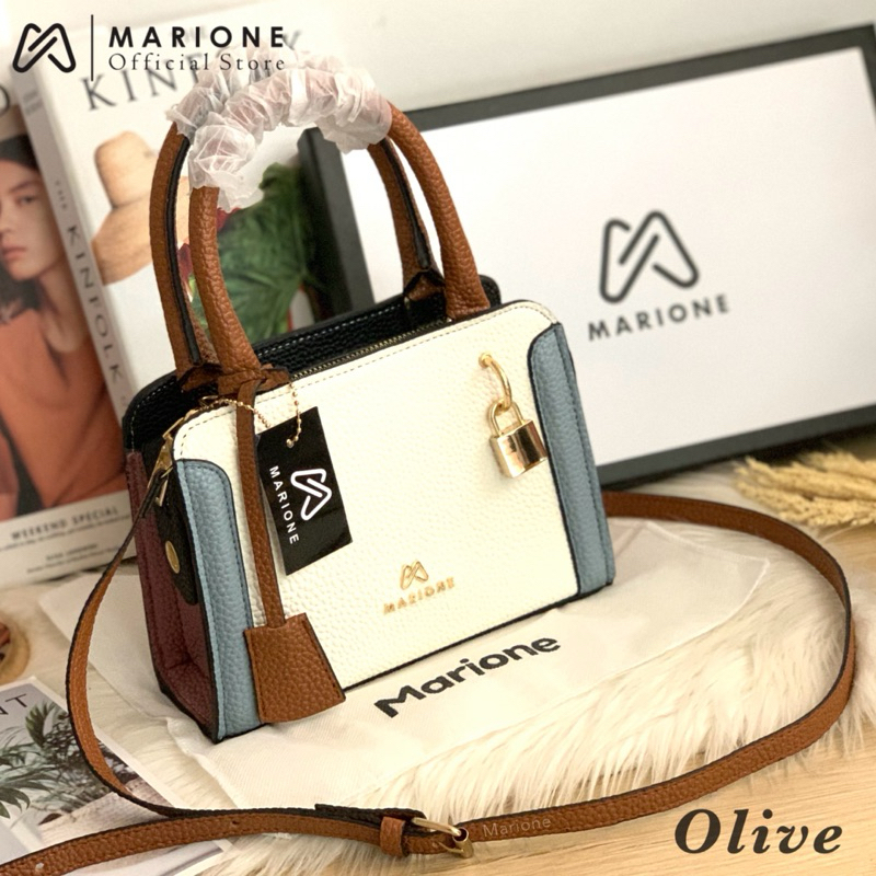 MARIONE - OLIVE tas slempang wanita FREE POUCH