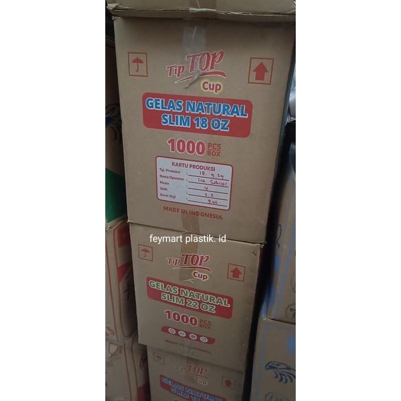 Tiptop cup18oz plastik datar (tanpa tutup)