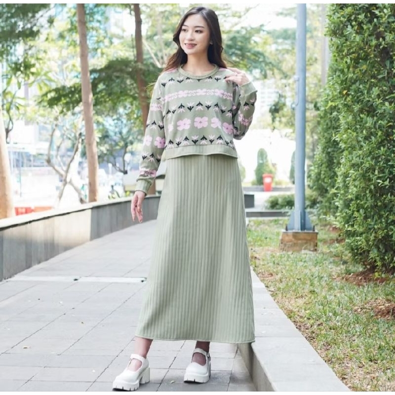 PL ONE SET NECIA DRESS SWEATER CROP  & DRESS KNIT