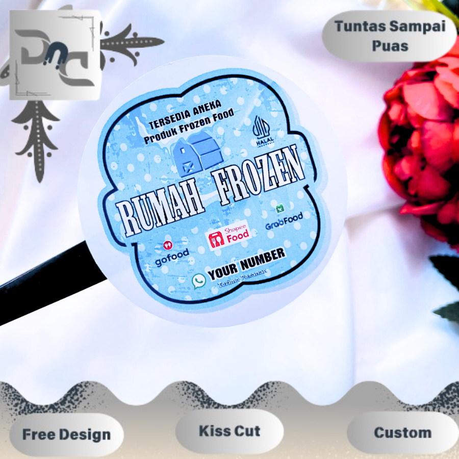 

2-4 Sticker Vinyl Frozen Food DND Label Anti Air Makanan Beku Free Desain Custom Nama Logo Murah