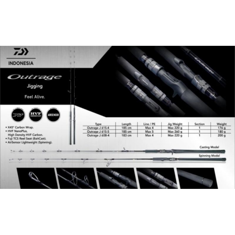 Rod daiwa outrage jigging J604-B OH