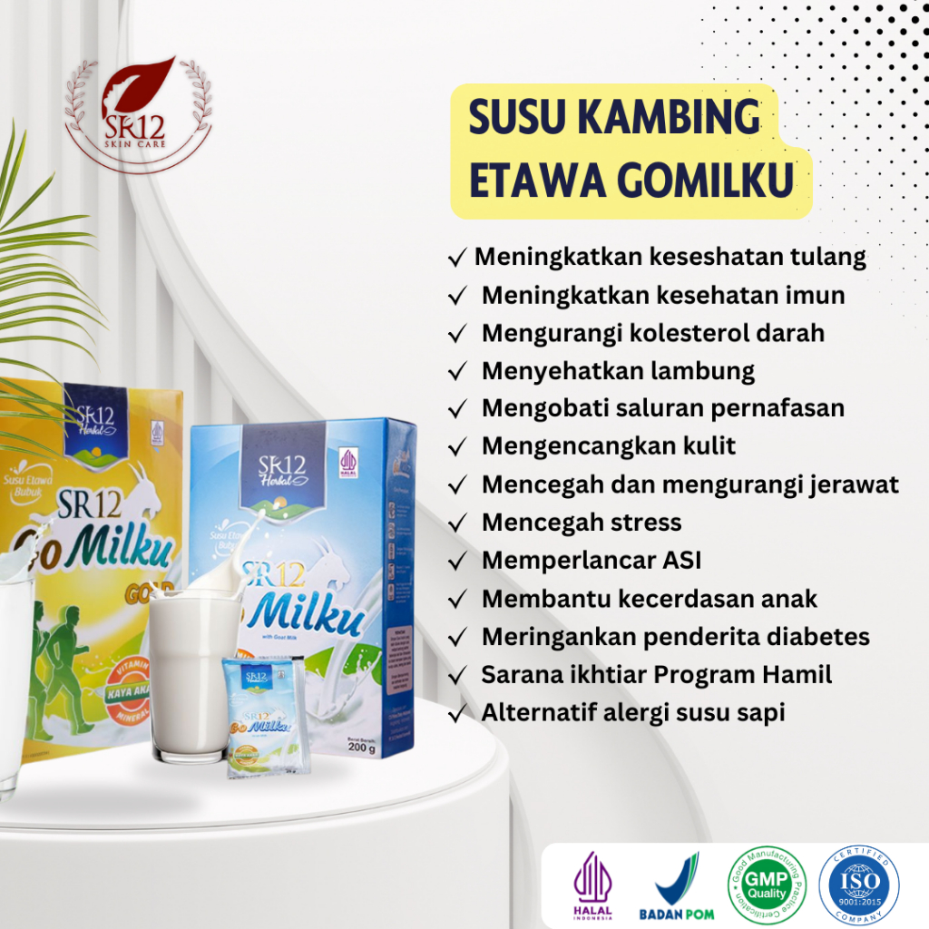 

Susu Kambing Etawa GoMilku SR12 (Free sachet bebas pilih rasa) Meningkatkan Kesehatan Tubuh Kualitas Premium Halal BPOM