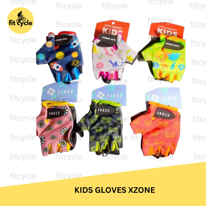 Sarung tangan sepeda anak Xzone Polygon bike gloves for kids xzone