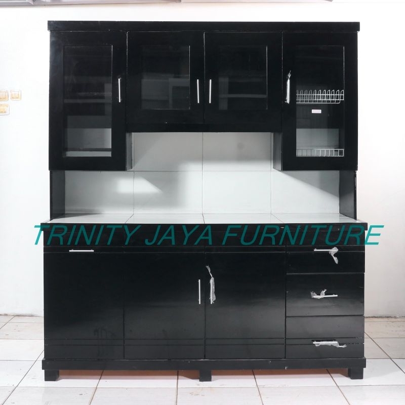 Lemari Dapur / Lemari Piring 4 Pintu Swing / Rak Piring / Lemari Sayur Minimalis Modern Kayu Plywood