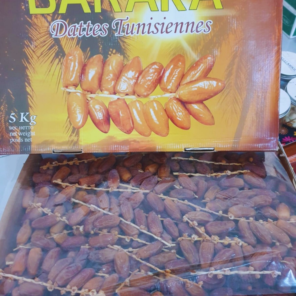 

kurma tunis tangkai baraka 5kg kemasan 1 dus langsung