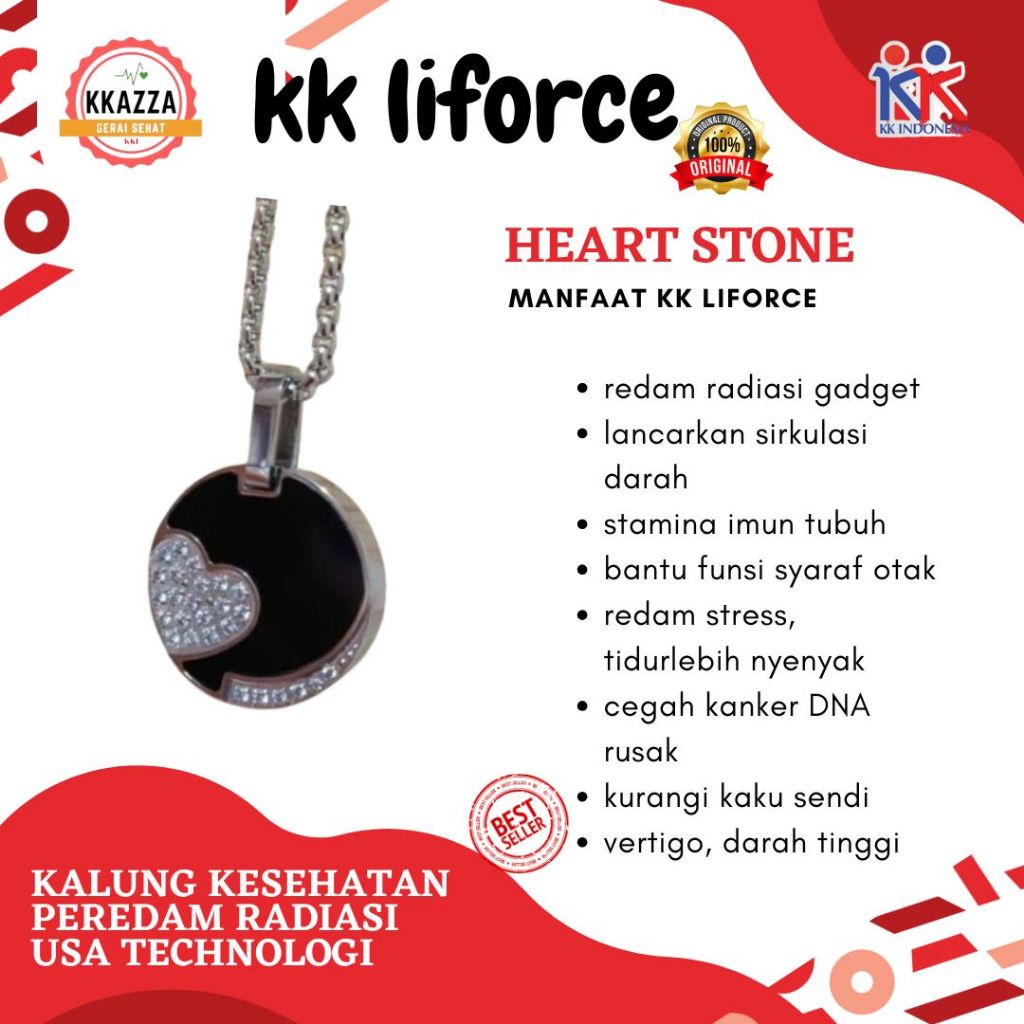 KK LIFORCE Heart Stone Kalung Kesehatan Anti Radiasi KK Liforce Original Promo KK Indonesia