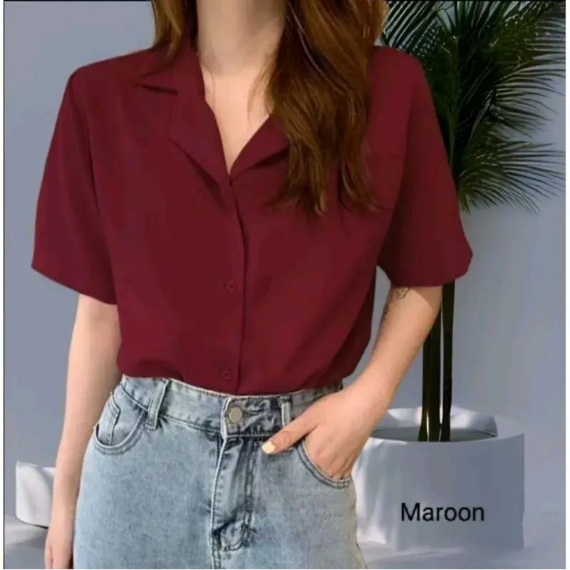 KEMEJA WANITA / POLOS WANITA LENGAN PENDEK /TERBARU KEMEJA POLOS /WANITA LENGAN PENDEK /TERBARU/