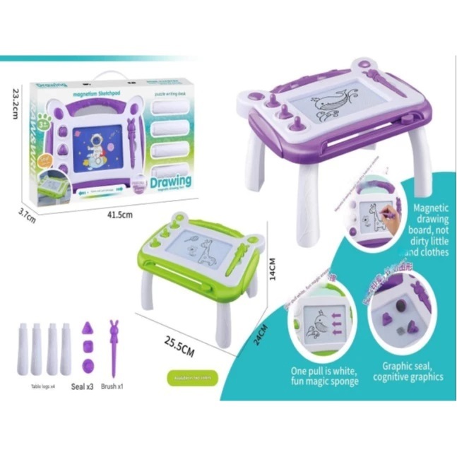

Papan tulis Meja Belajar Anak Gambar Magnetik Portable Anak Lukisan Seni Mewarnai