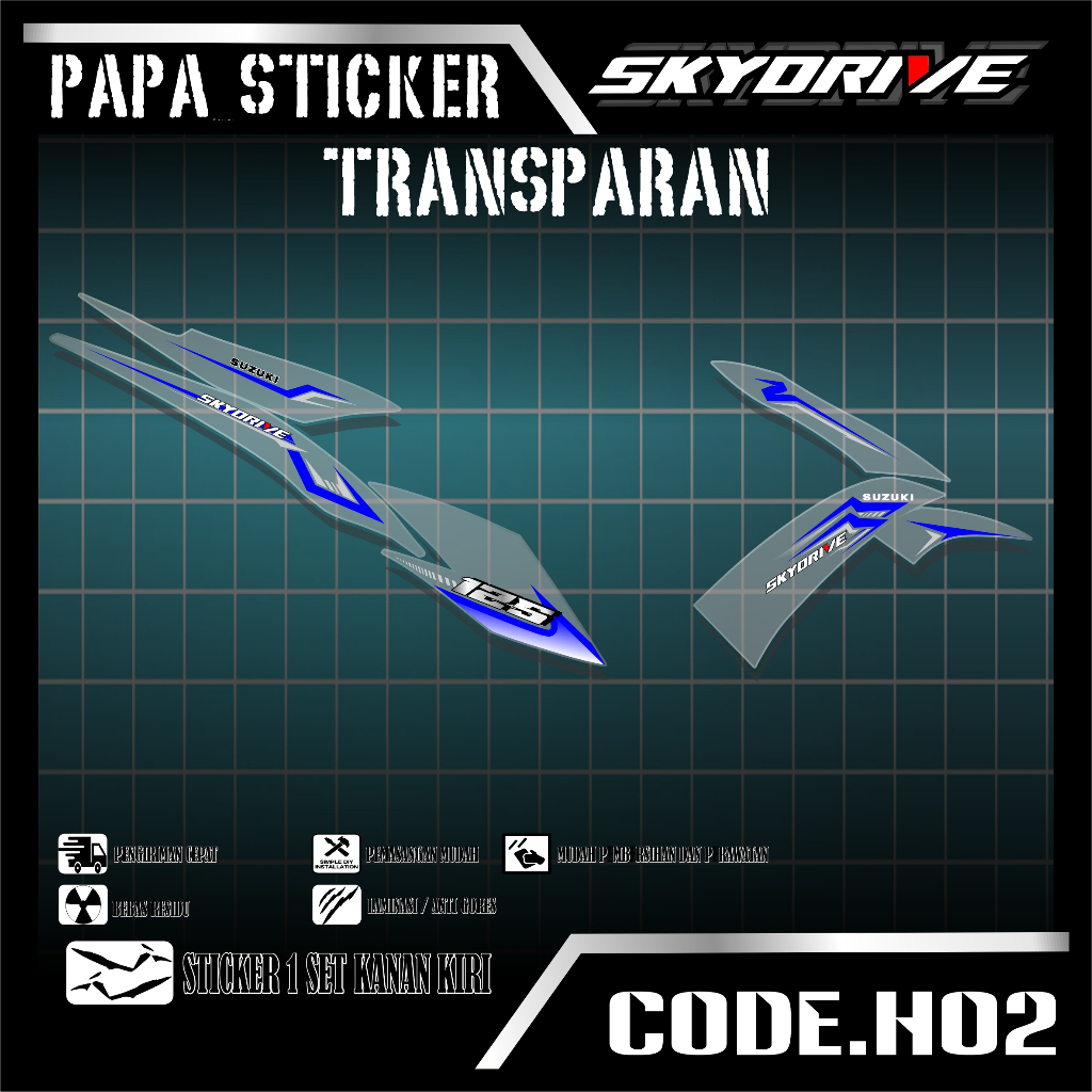 STRIPING TRANSPARAN SKYDRIVE  - Sticker Striping TRANSPARAN Variasi List SKYDRIVE H02