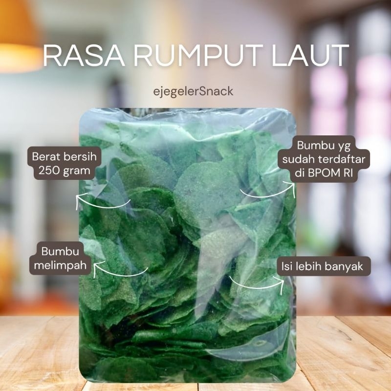 

keripik kaca kirca kripca rasa rumput laut 250 gram