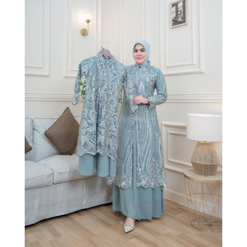 Couple Gamis Modern Payet Ibu dan Anak / Kebaya Gamis Pesta / Gamis Lebaran / Kebaya Gamis Kondangan