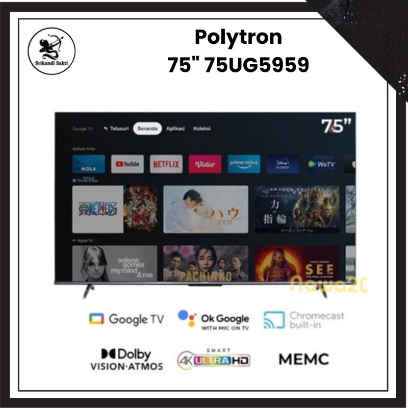 Polytron Tv 75 Inch 75UG5959  ( Android Google Tv) Bergaransi Resmi