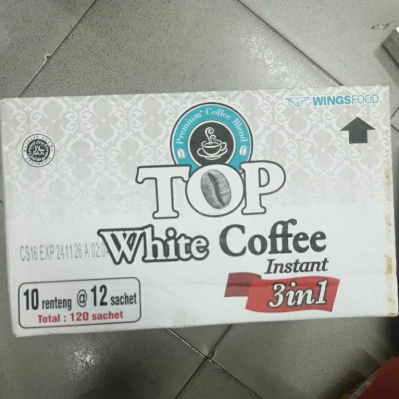 

KOPI TOP WHITE COFFEE 3 IN 1. 120 SASET. Mohon baca deskripsi. EXP 24-11-2026