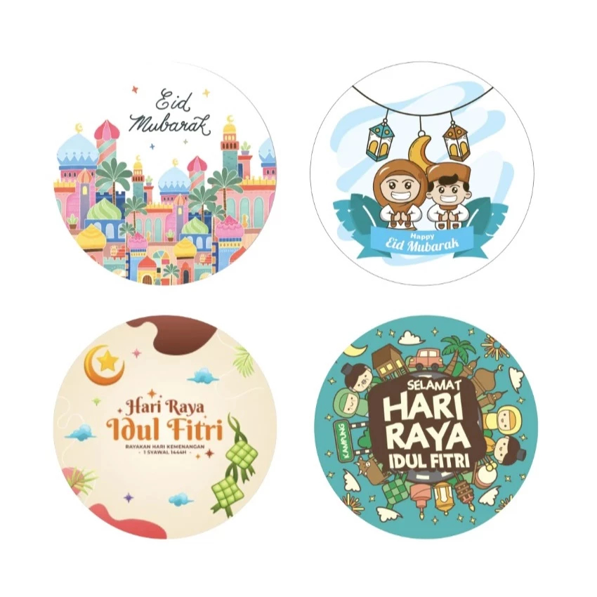 

(100 pcs) STIKER IDUL FITRI 2,5 cm, Eid Mubarak Sticker, Stiker Kertas Label Bulat