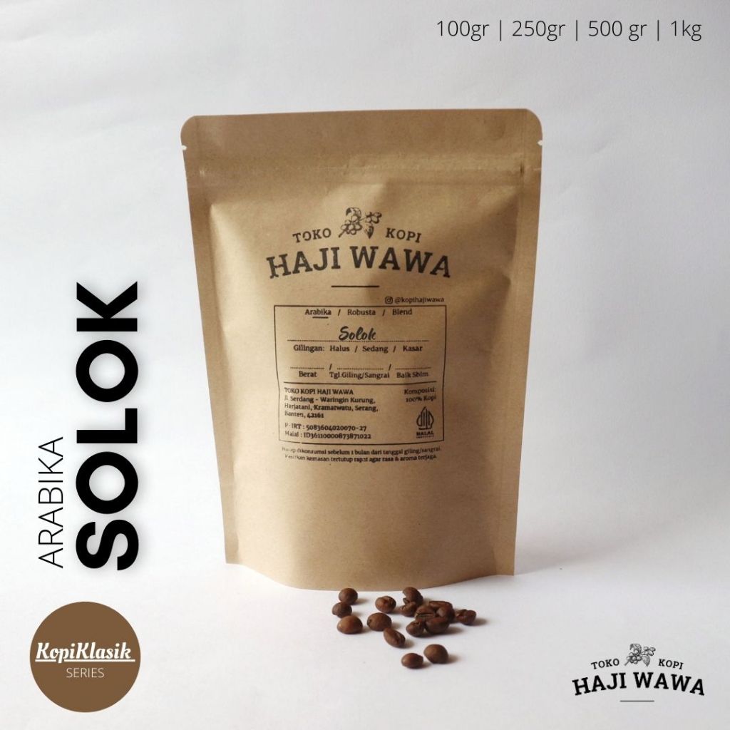 

ARABIKA SOLOK - Toko Kopi Haji Wawa - Kopi Bubuk, Biji Kopi, Coffee Beans, Arabica