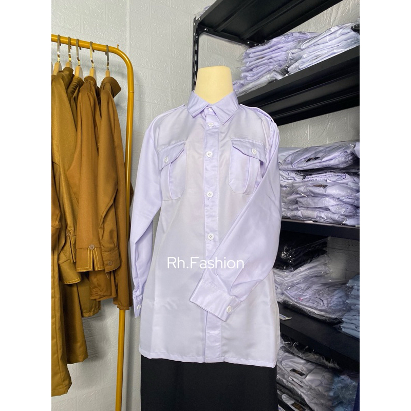 Seragam PDH Putih pns wanita Baju pemda wanita Model Saku Dada