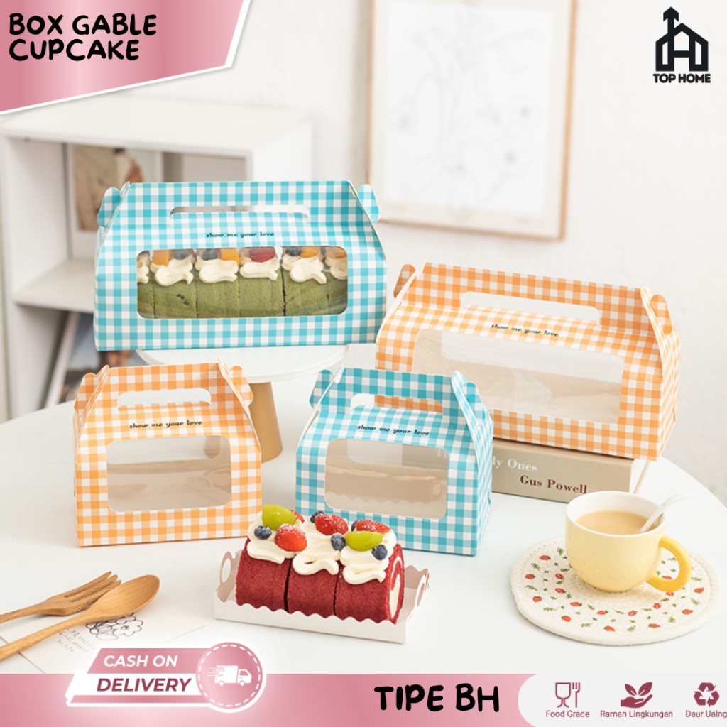 Gable Box Jinjing Bolu Gulung / Dus Window Kotak Kue Gable Bolu Gulung Muffin Cupcake / Kotak Kue