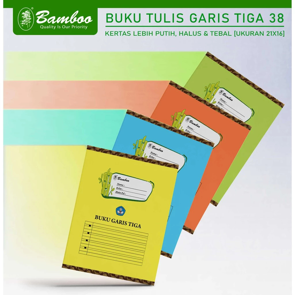 

Bamboo Buku Kwarto 38 Garis Tiga [1 pak/10 buku]