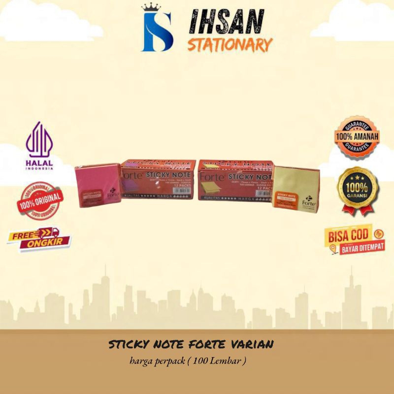 

stick note Forte 654TF 5 Warna (1 set isi 100 lembar)