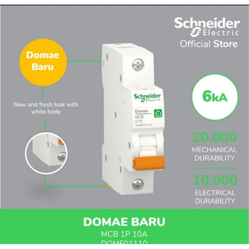 MCB SCHNEIDER 20AMPER DOMAE 1P