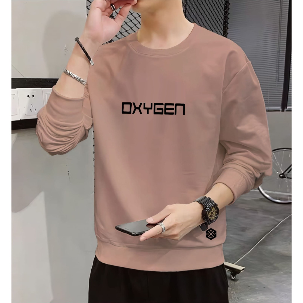 COD Sweater Keren Crewneck Elegan Kaos Pria Trendy Sweatshirt Kasual Sweter Kekinian Baju Oxygen