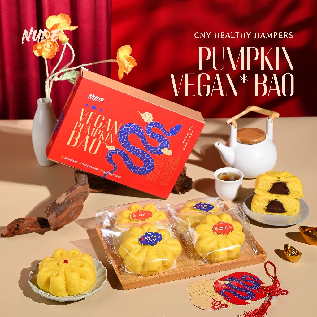 

Vegan Bakpao Pumpkin 6 pcs | Healthy Imlek CNY Hampers Gems of Blessings | Gluten Free Vegan Bun | Healthy Diet Hampers - 6pc-Tanpa choco - 6pc- With Choc