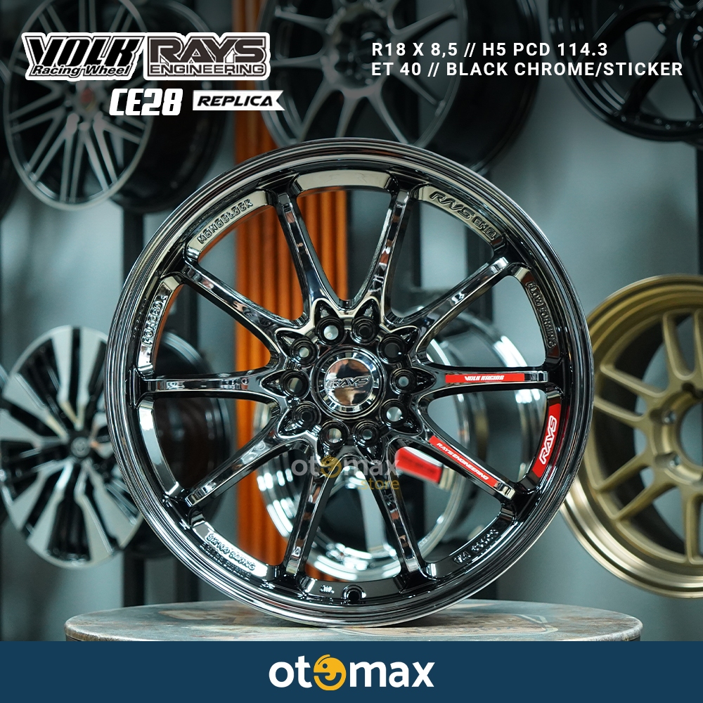 Velg Mobil Volk Rays Ce28 Ring 18 X 8.5 H5 PCD114.5 ET 40 Black Chrome